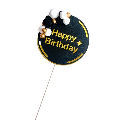 qiguch66 Cake Topper for Birthday,Cake Decoration,Happy Birthday Letter Cake Topper with Fuzzy Balls Birthday Party Cupcake Decor - 02