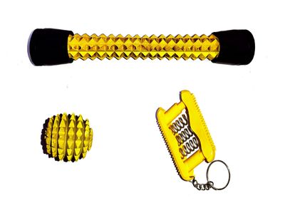 Geetastik Acupressure wooden rod (rubber ends) with wooden ball and plastic palm grip Massager/Acupuncture/stress relief