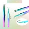 6 Pieces Eyelash Extension Tweezers, Straight and Curved Tip Stainless Steel Tweezers Nippers Volume Lash Tweezers for Eyelash Extensions False Lash Application Tools (Laser) view 3
