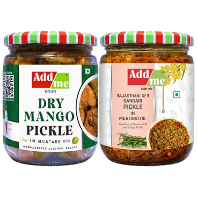 Add me Dry Mango Pickle & Rajasthani ker sangari pickle 500 gm Each |Pack Of 02| Aam Ka Achar Glass Jar