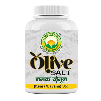 Basic Ayurveda Olive Salt Certified Organic 100% Natural & Pure Herbs | Ayurvedic Supplements For Liver & Digestive Health- Namak Jaitoon, 50G (Pack Of 1)