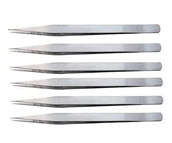 Aadvay Enterprises ESD Stainless Steel Non-Magnetic Tweezers, Heavy Duty for Electronic Repair & Personal Care [Set of 6]