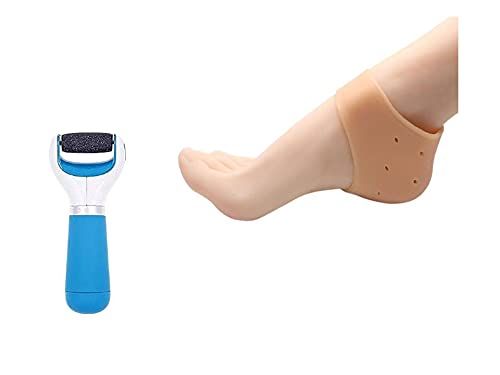 2V BROTHERS Foot Scrubber for Dead Skin Pedicure Tools for Feet Callus Remover+Anti Crack Silicone Half Gel Heel And Foot Protector Moisturizing Socks Foot Care,Pain Relief And Heel Cracks