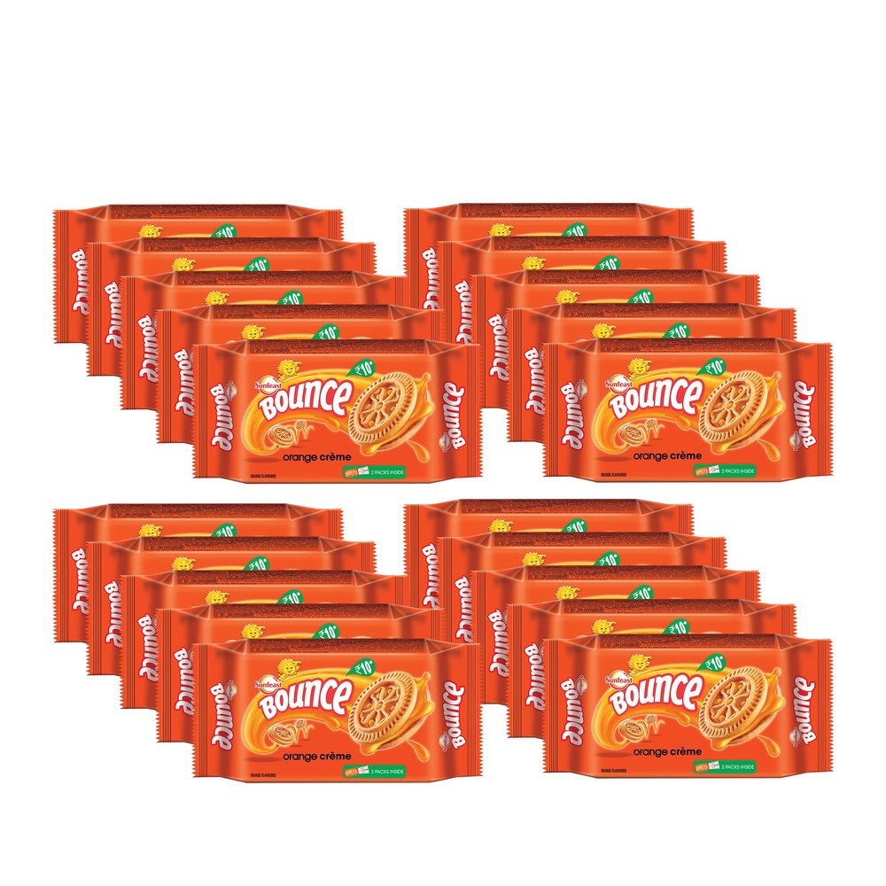 Sunfeast Bounce Cream Tangy Orange, 82g Pack of 20
