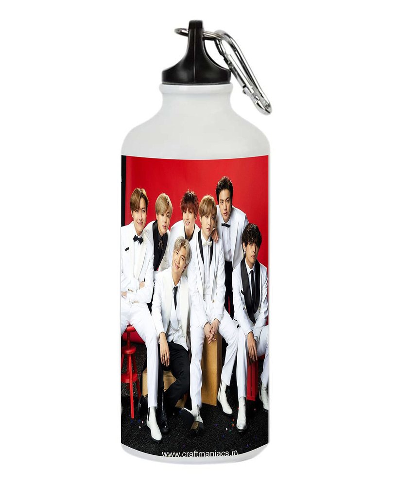 CRAFT MANIACS ALUMINIMIUM BTS WHITE SUITED RED BACKDROP 600 ML SIPPER | MADE WITH LOVE FOR BTS ARMY & KPOP FANS