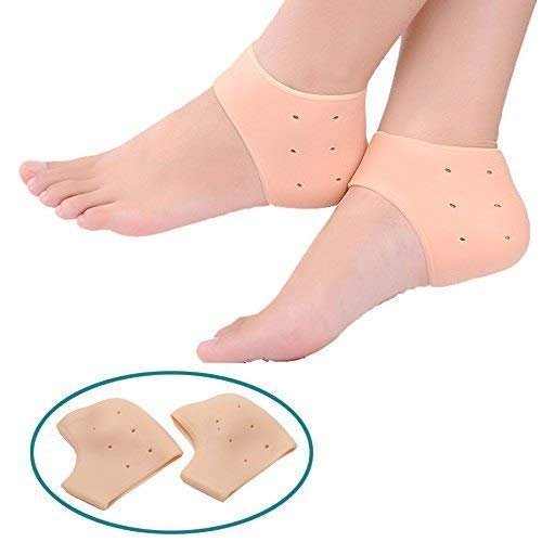Afflatus Silicone Gel Heel Pad Socks for Pain Relief, Anti Crack Silicon Gel Heel And Foot Protector Moisturizing Socks for Foot Care for Men and Women (Beige, Free Size) - 1 Pair