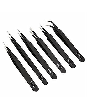 Aadvay Enterprises Professional Anti-Static Long Tweezers Kit Pointed Precision Tweezers Set of 8 pic