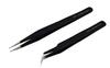 Aadvay Enterprises ESD Safe Anti-Static Tweezers, Non-Magnetic Powdered Coated Tweezers, Black Set of 2 view 1