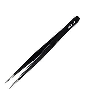 Aadvay Enterprises Stainless Steel Bent Curved Tip, ESD Safe Non-Magnetic Tip Tweezer [1 Piece]