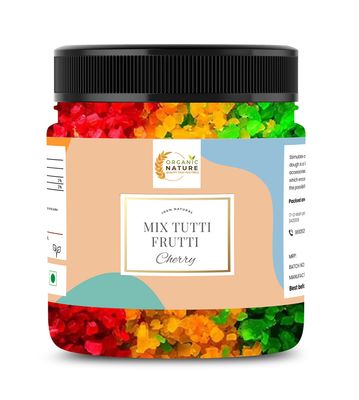 Organic Nature Mix Tutti Frutti Multi Colour Delicious in Tasty cherry 250 Gram Jar Pack