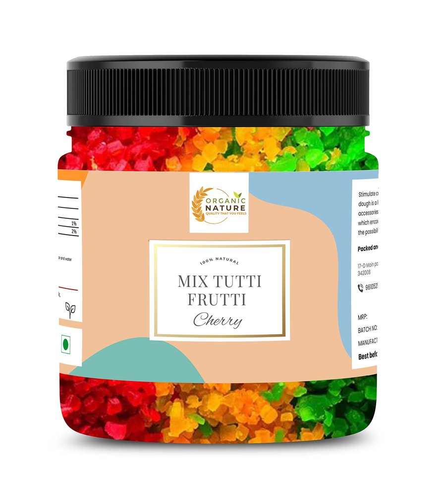 Organic Nature Mix Tutti Frutti Multi Colour Delicious in Tasty cherry 250 Gram Jar Pack