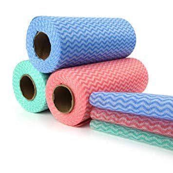 Durable Rolls Washable Kitchen Printed Tissue Rolls - Non-Woven Reusable and Washable Kitchen Printed Tissue Roll - 1 Roll - 140 Wipes Pulls