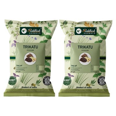 Riddhish Herbals Trikatu Churna Powder - Blend of Three Ayurvedic Herbs - Ayurvedic Medicine to Improve Immunity, Bloating & Gas Relief, Digestion Support - Digestive Health Supplement Health Care