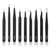 Aadvay Enterprises Stainless Steel Tweezer Set, Non Magnetic Tips, Anti-static ESD Tweezers [9 PCs] view 1