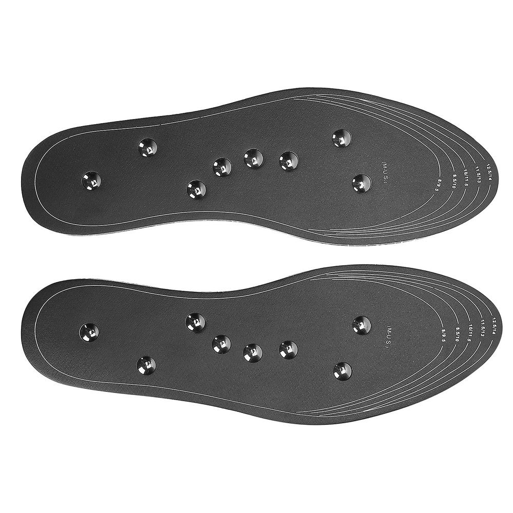 Acupuncture Insoles, Breathable Magnetic Massage Insoles Shock Absorption for Running for Walking for Climbing for Men and Women for Feet Therapy(Leather black small size 35-41)