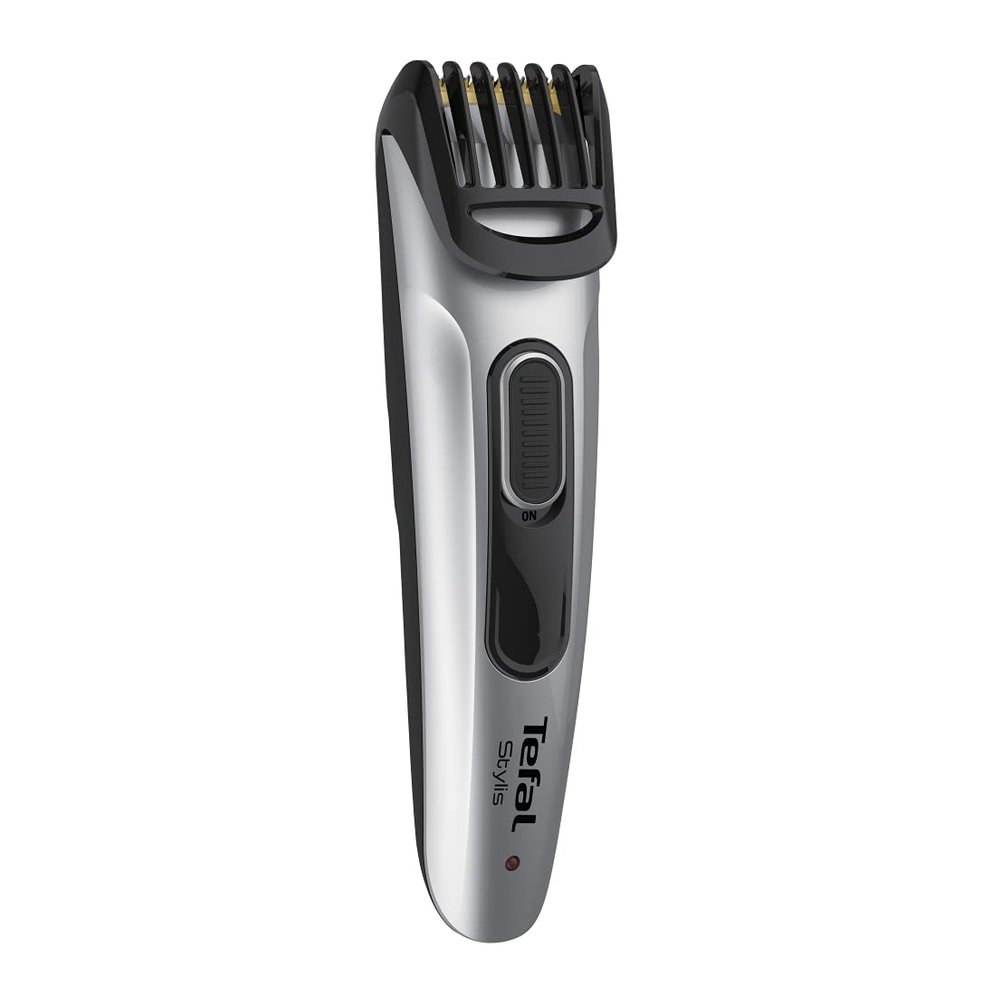 Tefal Stylis Plus JT285001, Corded and Cordless beard trimmer with fast charge, Hard Titanium coated self-sharpening blades, 90 mins run time, Silver