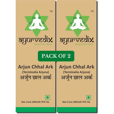 Ayurvedix Arjun Chhal Ark | Hydrosol | Terminalia Arjuna | Heart Health Support | Cholesterol Management | 100% Pure & Organic | 200ml Each Pack 0f 2