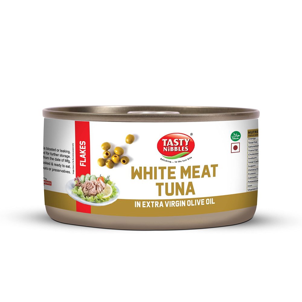 Tasty Nibbles White Meat Canned Tuna Flakes in Extra Virgin Olive Oil 185g
