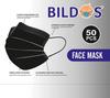 Bildos Melt-Blown Fabric 50 Pieces Masks 3 Layer Disposable Surgical Face Mask For Men & Women With Nose Clip For Home, Office, School, And Outdoors, Black view 3