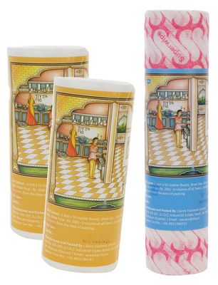 GINNI Kitchen Swipe Rolls Kitchen Wipes- 1 Roll Printed 30 X 25 CM (50 GSM each) & 2 Rolls White - 20 cm & 22 cm (70 GSM each) (Combo of 3)
