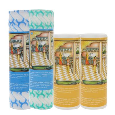 GINNI Premium Reusable Kitchen Tissue Rolls - Printed, Washable & Multi-Purpose - 2 Rolls of 30 X 25 CM (50 GSM) & 2 Roll of 20 cm * 22 cm (70 GSM) (Combo of 4)