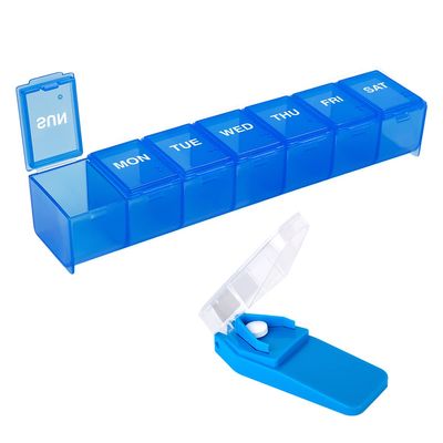 EZY DOSE Weekly (7-Day) Medication Management Bundle, Pill Organizer, Vitamin, and Medicine Box with Pill Cutter, Colors May Vary, 70393