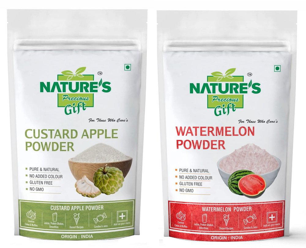 NATURE'S GIFT - FOR THOSE WHO CARE'S Custard Apple & Watermelon Fruit Powder - 100 GM Each (Super Saver Combo Pack)