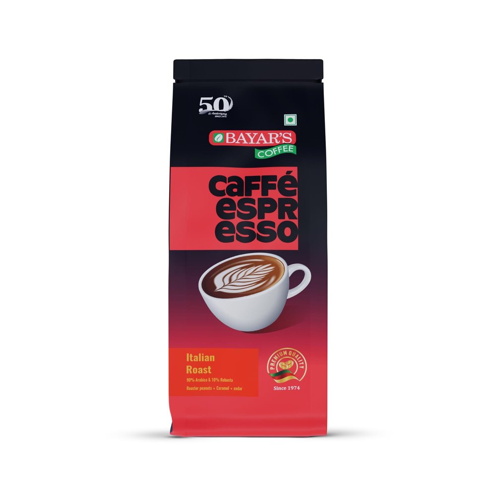 Bayar's Coffee Caffe Espresso (500GM, Italian Roast) 100% Pure Coffee Beans, with the blend of 90% Arabica & 10% Robusta