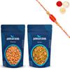 Amaram by Ghasitaram Rakhi Gifts for Brother - Almonds and Raisins Pouches with 2 Beads Rakhis view 1