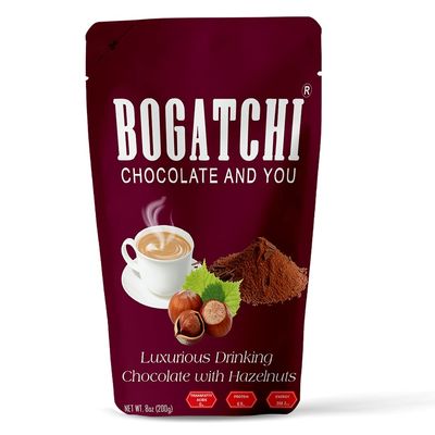 BOGATCHI Luxurious Hot Chocolate Drinking Powder with Hazelnuts |Drinking Chocolate | Tasty | Vegan |Gluten Free| Dark Drinking Chocolate|Cocoa Powder - 200g