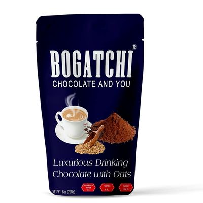 BOGATCHI Luxurious Hot Chocolate Drinking Powder with Oats |Drinking Chocolate | Tasty | Vegan |Gluten Free| Dark Drinking Chocolate | Cocoa Powder - 200gram