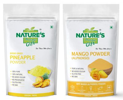 NATURE'S GIFT - FOR THOSE WHO CARE'S Pineapple Powder & Mango Fruit Powder - 1 KG Each (Super Saver Combo Pack)