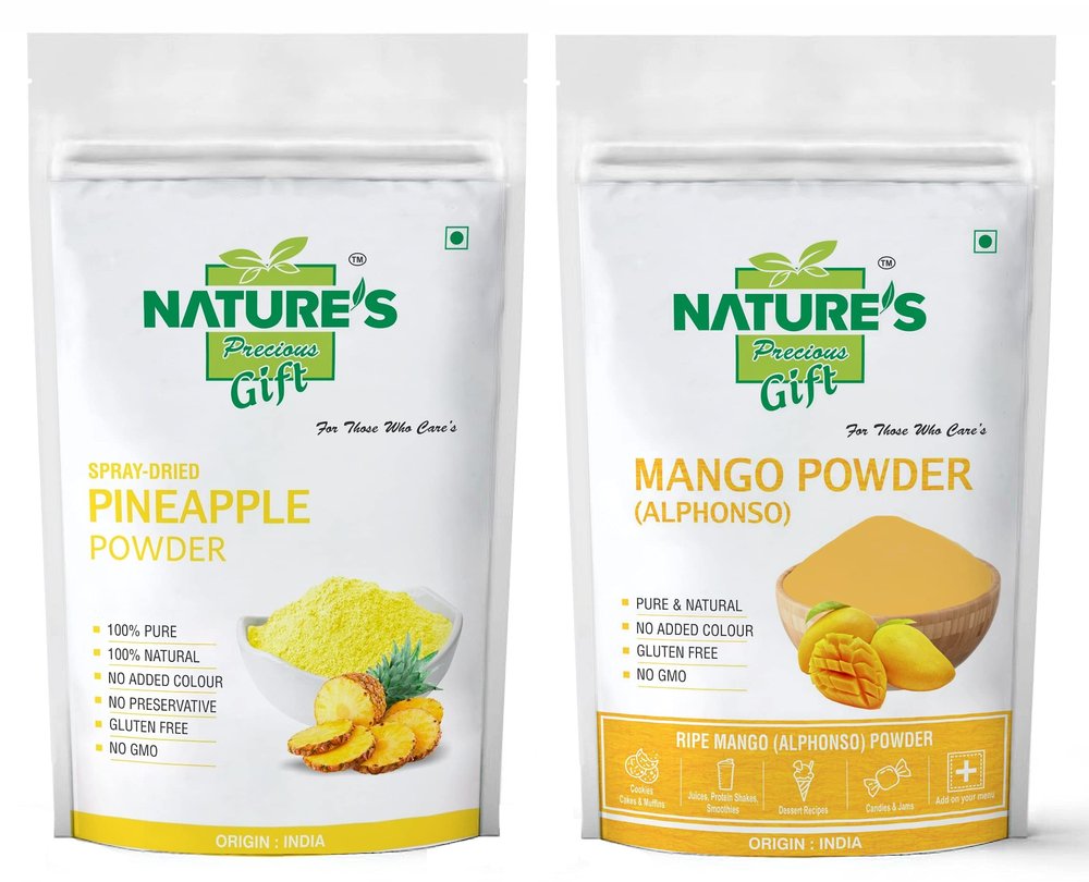 NATURE'S GIFT - FOR THOSE WHO CARE'S Pineapple Powder & Mango Fruit Powder - 1 KG Each (Super Saver Combo Pack)
