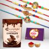 Alohomora Designer Peacock Rakhi For Rakshabandhan | Rakhi For Brother | Rakhi | Rakhi Combo | Set Of 4 Rakhi | Rakhi Gift | Roli Chawal | Greeting Card And crunchie Chocolate 100Gm view 1
