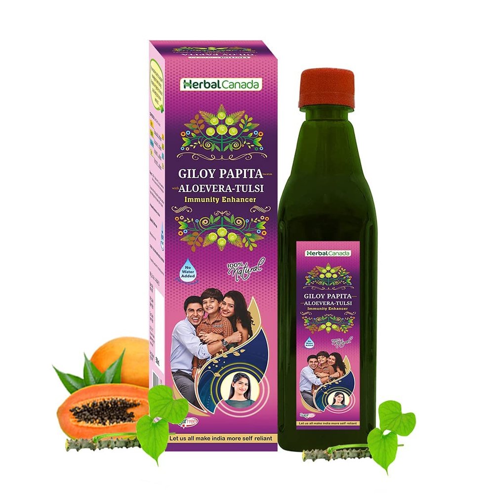 Herbal Canada Giloy Papita Ras | Naturally Boost Your Immunity | detoxifier | 100% Natural (500ML) (Pack of 3)