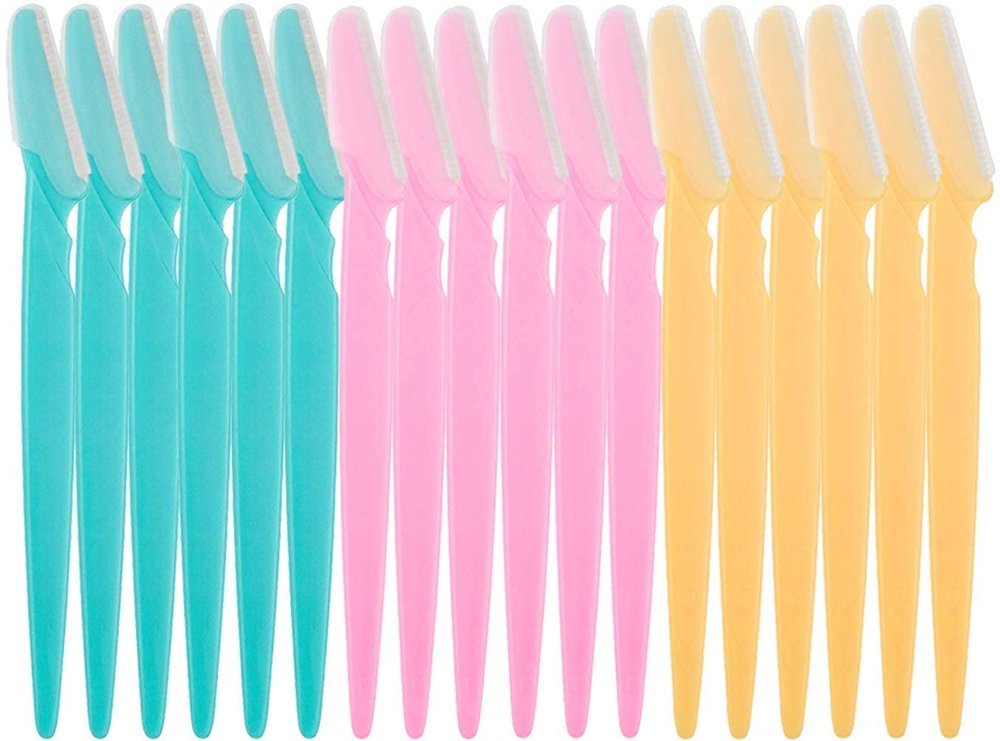KHUSHI Eyebrow Facial Hair Remover, Neck, Upper Lips Unnecessary Hairs Elsewhere Shaping Trimmer Shaper Shaver Razor Tool. Stainless Steel Eyebrow knife/Eyebrow Trimmer (Pack of 18)