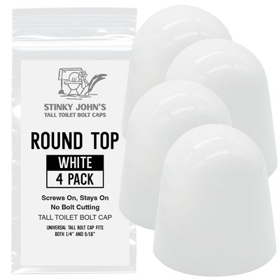 Stinky John's Tall Toilet Bolt Caps - UNIVERSAL Fit with a ROUND Top - 4 count (1 package)