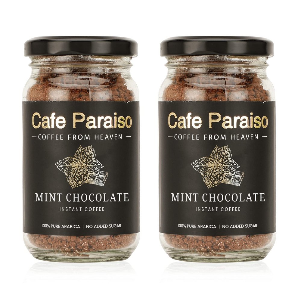 Cafe Paraiso - Mint Chocolate Instant Premium Flavored Arabica Coffee | Pack of 2 | No Added Sugar | Vegan | Smooth & Refreshing Taste