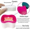 Denture Case Kit with 2 Bath Cups, 2 Brushes & 2 Portable Toothbrush Boxes, Retainer Cleaning Boxes with Lid view 3