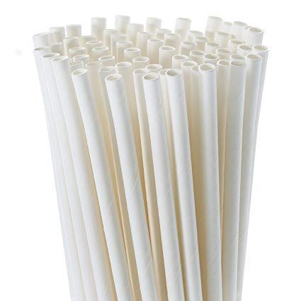 Newton's Biodegradable Durable and Eco-Friendly White (6 mm -200) Paper Drinking Straws and Party Decoration Supplies-200