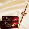 ascension  Set Of 12 Om Wooden Bhaiya bhabhi Rakhi Raksha Bandhan Gift hamper Moli Wristbands Designer Rakhi with Brother Mug,Card, 2 Dark Fantasy Cookies & Tilak Pack view 3