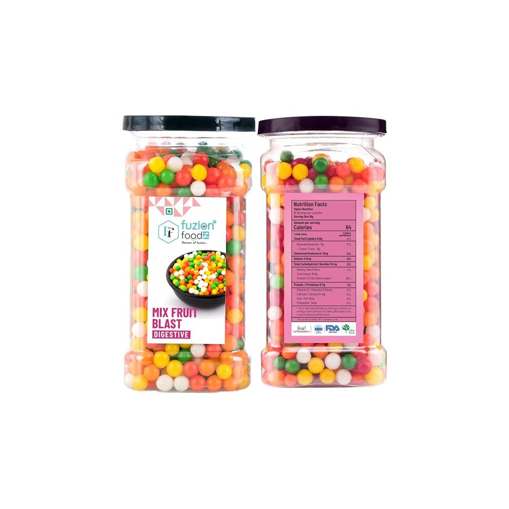 Fuzion Foodz Fruit Balls Candy (180g Each X Pack of 2) Mixed Fruits Candies Soft Candy For Kids Assorted Fruit Flavoured Candies & Toffees Mouth Freshener Mukhwas