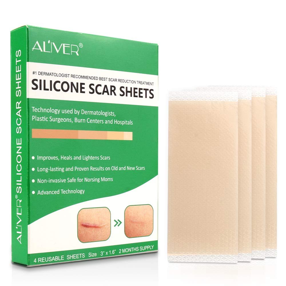 Professional Silicone Scar Sheets Removal, Treatment Stretch Mark Surgery Injury Burns Acne Keloid C-Section, And More Scar Patches, Old & New Scars, Reusable Scar Patches, 3"1.6"x4 (60 Day Supply)