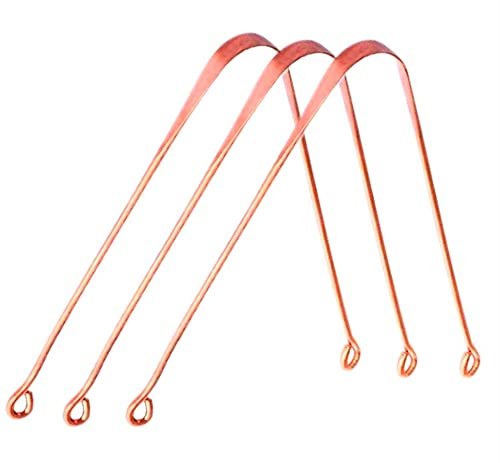 Dr Veggie Copper Tongue Cleaner For Kids & Adults | Easy to use | Simple Design | Made up of 100% Pure Copper | Optimal for Oral Hygiene and Bad Breath Treatment | Ayurvedic Tongue Scraper For Bad Breath (Round) - Pack of 3