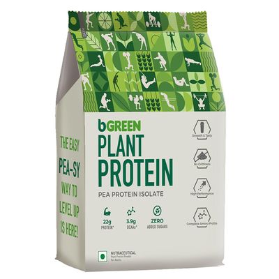 bGREEN by HealthKart Plant Protein Powder (Chocolate, 1kg, 28 Servings) | 22.32g Protein (Pea Protein Isolate & Pumpkin Seed)