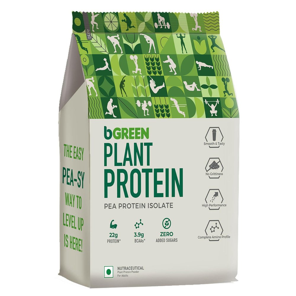 bGREEN by HealthKart Plant Protein Powder (Chocolate, 1kg, 28 Servings) | 22.32g Protein (Pea Protein Isolate & Pumpkin Seed)