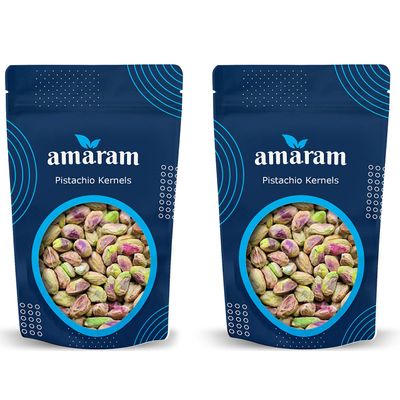 Amaram by Ghasitaram Pack of 2 Pistachios Kernels 200 GMS|Dryfruit Gift Hamper|Dry Fruit Combo Pack Offer|Dry Fruit Gift Pack|Dry Fruit Box|Diwali Dry Fruit Gift Box|Mix Nut|