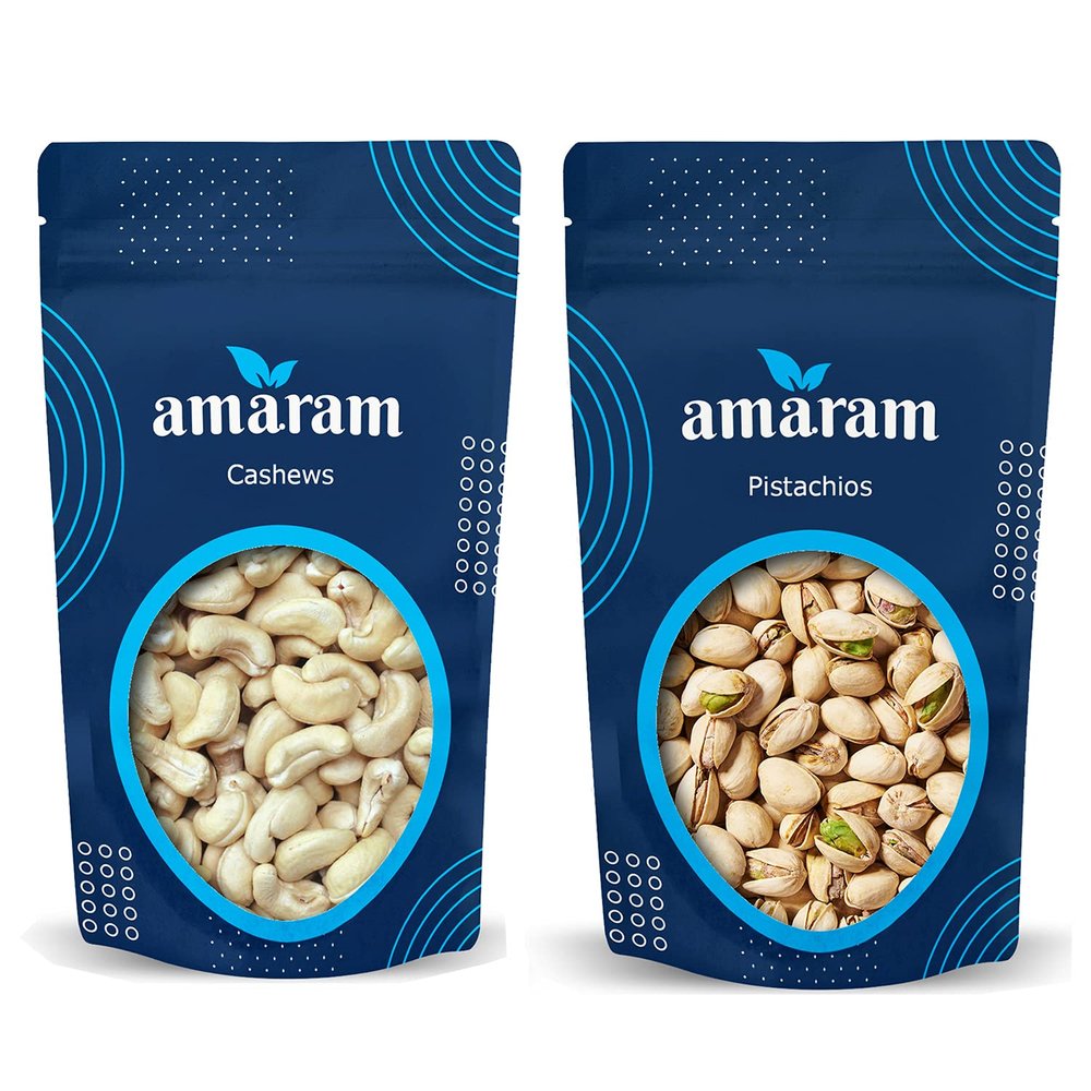 Amaram by Ghasitaram Cashews and Pistachios Pouches|Dryfruit Gift Hamper|Dry Fruit Combo Pack Offer|Dry Fruit Gift Pack|Dry Fruit Box|Diwali Dry Fruit Gift Pouch|Mix Nut|