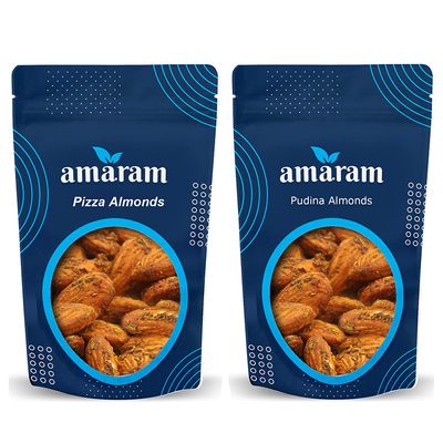 Amaram by Ghasitaram Pack of 2 Pizza, Pudina, Almonds Pouches|Dryfruit Gift Hamper|Dry Fruit Combo Pack Offer|Dry Fruit Gift Pack|Dry Fruit Box|Diwali Dry Fruit Gift Pouch|Mix Nut|