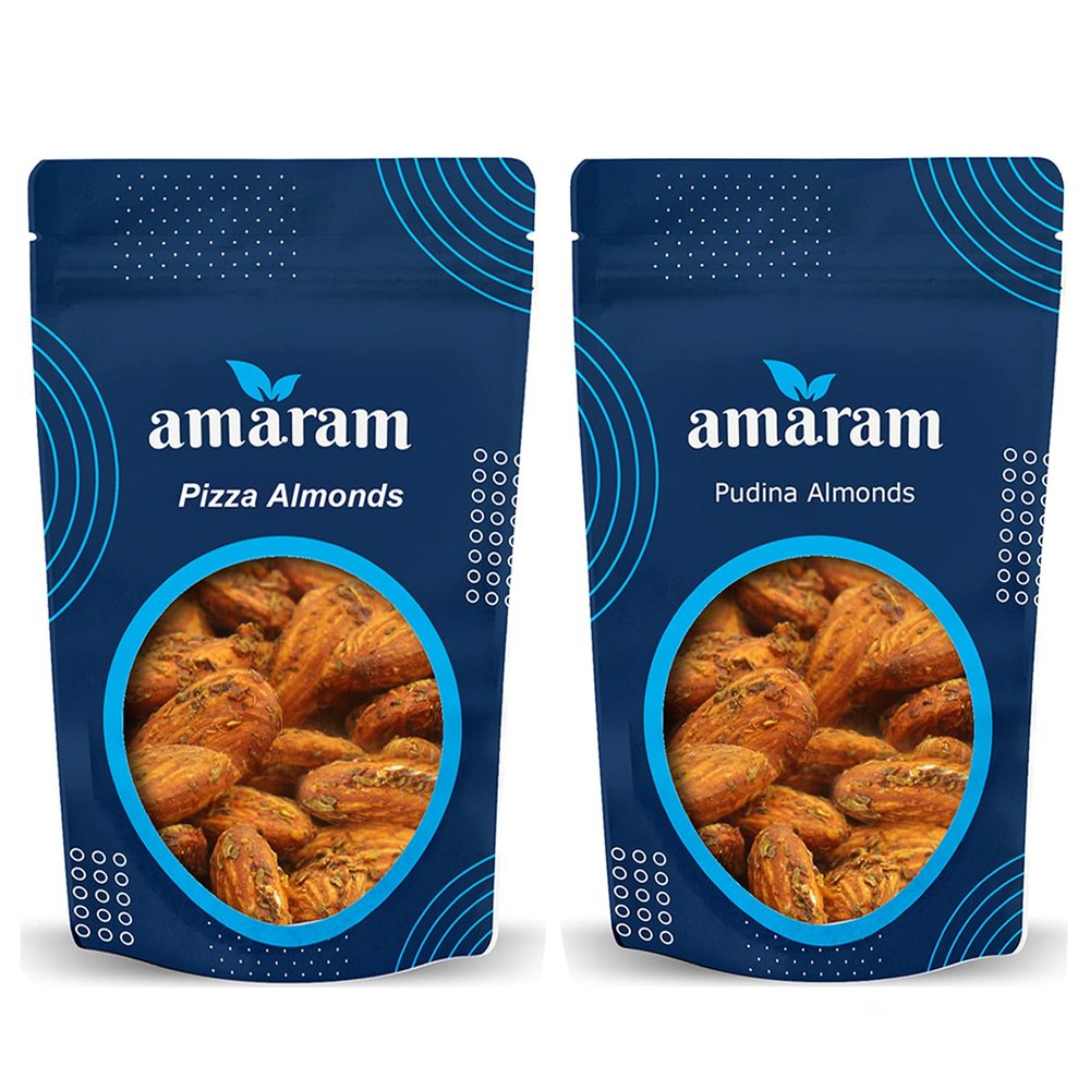 Amaram by Ghasitaram Pack of 2 Pizza, Pudina, Almonds Pouches|Dryfruit Gift Hamper|Dry Fruit Combo Pack Offer|Dry Fruit Gift Pack|Dry Fruit Box|Diwali Dry Fruit Gift Pouch|Mix Nut|